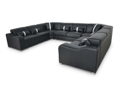Leather sofa couch USB upholstery corner suite modern living landscape U-shape design