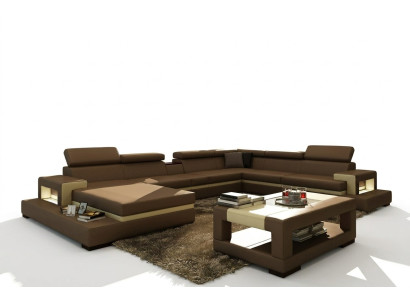 Leather sofa, sofa, corner sofa, U-shaped couch, living landscape, designer sitting corner, LEONARDO-B