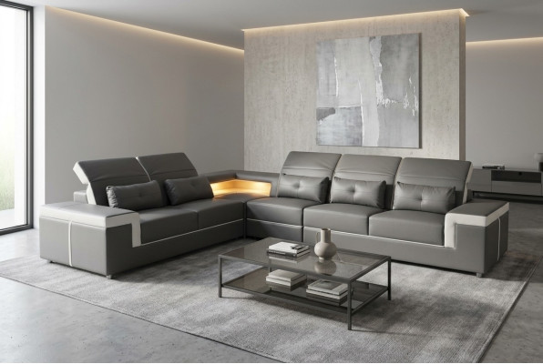 Sofa corner couch upholstery living room design corner sofa L-shape living landscape USB + LED
