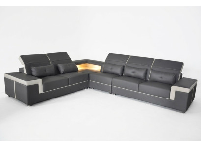 Sofa corner couch upholstery living room design corner sofa L-shape living landscape USB + LED