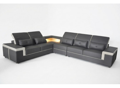 Sofa corner couch upholstery living room design corner sofa L-shape living landscape USB + LED