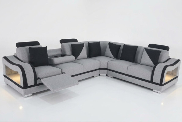 Modern textile sofa corner couch upholstery living room corner sofa L-shape seating landscape USB