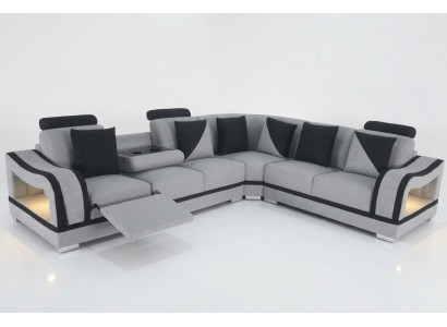 Modern textile sofa corner couch upholstery living room corner sofa L-shape seating landscape USB