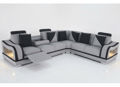 Modern textile sofa corner couch upholstery living room corner sofa L-shape seating landscape USB