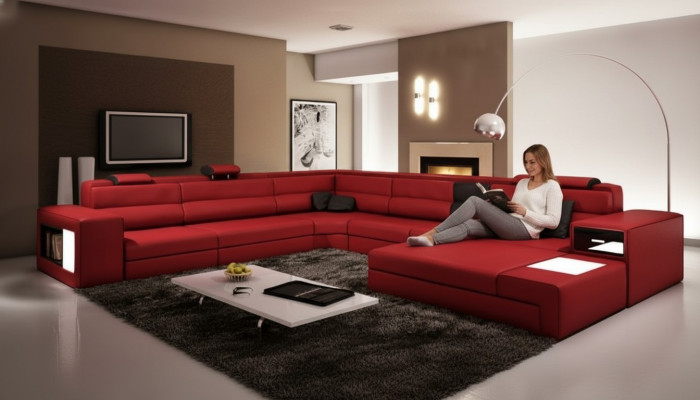 Sectional sofa couch upholstery suite design leather textile living landscape Landau R