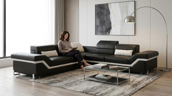 LEATHER SOFA XXL LIVING LANDSCAPE COUCH DESIGN SOFA CORNER SOFA CORNER COUCH SOFA SET NEW