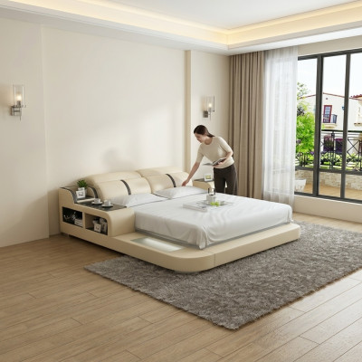 Waterbed Hotel Double Bed Complete Beds Leather Bed Water + USB Upholstered Bed