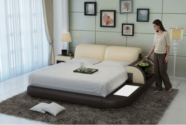 Double bed waterbed hotel bed complete leather bed, upholstered bed water + USB