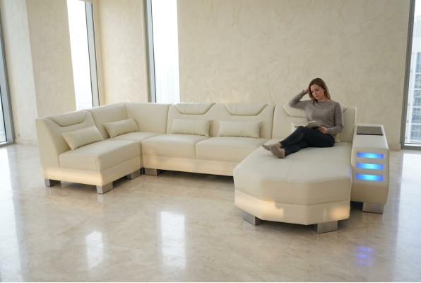 Designer sofa with USB corner leather corner sofa cushion room leather seat cushion new