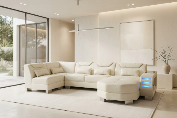 Designer sofa with USB corner leather corner sofa cushion room leather seat cushion new
