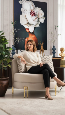 Armchair Upholstered Seat Design Couch Armchair Relax Fabric Lounge Luxury Living Room