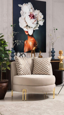 Armchair Upholstered Seat Design Couch Armchair Relax Fabric Lounge Luxury Living Room