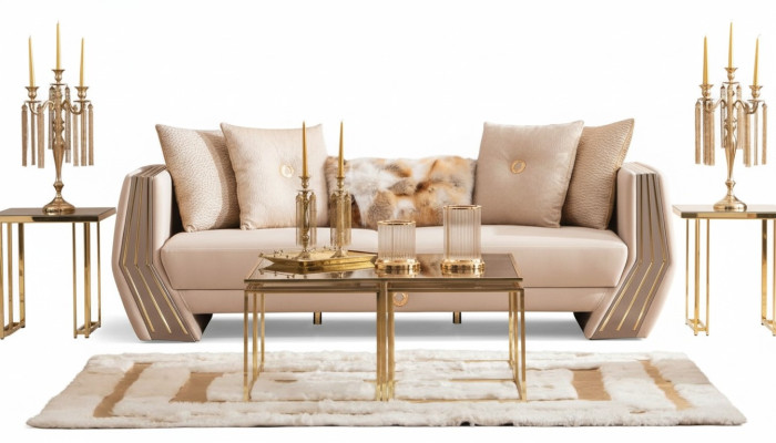 Sofa Luxury 3-Seater Couch Upholstery Wood Leather Living Room Three-Seater Couches New