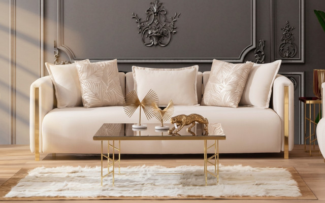 Three-seater sofas upholstered luxury furniture modern sofa 3-seater textile couch 245cm
