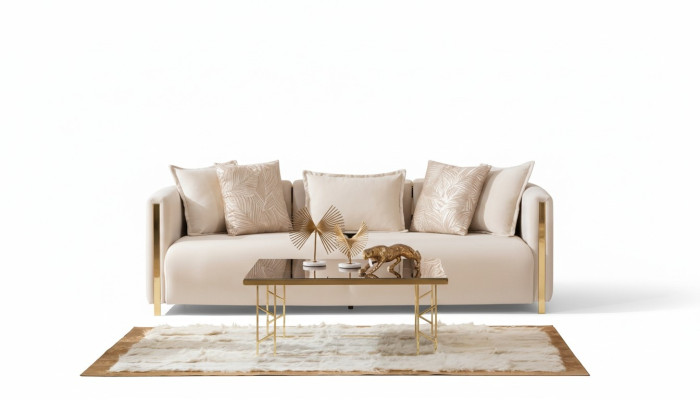 Three-seater sofas upholstered luxury furniture modern sofa 3-seater textile couch 245cm