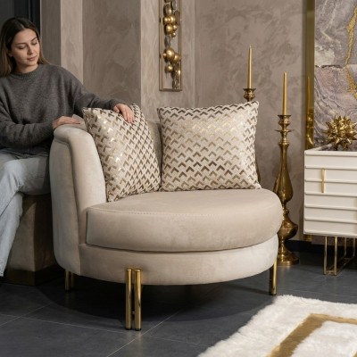 Armchair Seat Sitter Design Living Room Upholstery Wood Upholstery Modern Luxury Beige