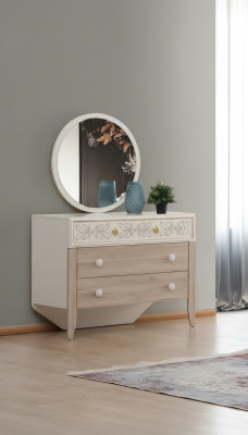 Modern Wooden Dressing Table with Mirror Console Set Bedroom