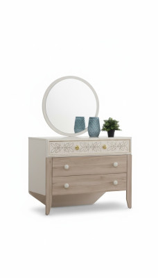 Modern Wooden Dressing Table with Mirror Console Set Bedroom