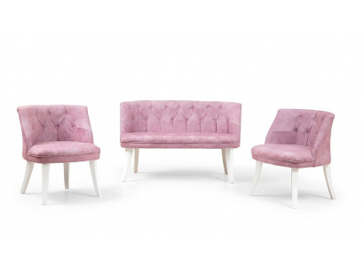 Kitchen seating ensemble bench armchair pink Chesterfield set seating furniture fabric