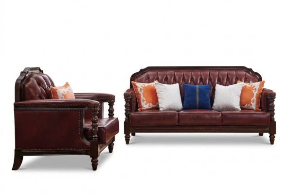 Classic Chesterfield Baroque Rococo Sofa Set 3+1 Leather Suite