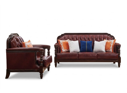 Classic Chesterfield Baroque Rococo Sofa Set 3+1 Leather Suite