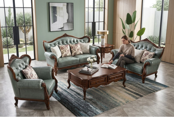 Sofa set 3+2+1 seat Chesterfield furniture living room textile sofa