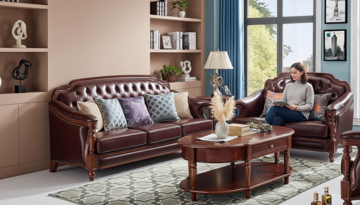 Luxury Sofa Set 3+2 Seater Leather Sofa Couch Upholstered Set