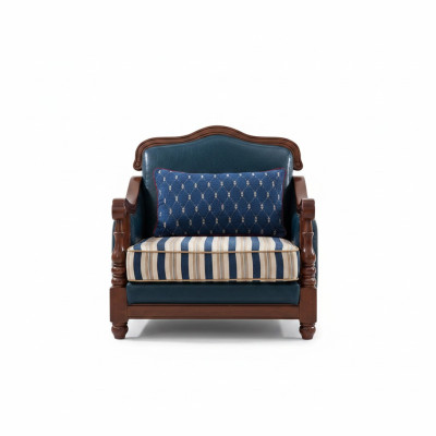 Designer leather armchair living room lounge luxury chair designer furniture blue