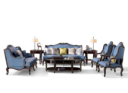 Luxury Classic Chesterfield Upholstered Sofa Set 3+2+1+1 Seater Blue Black