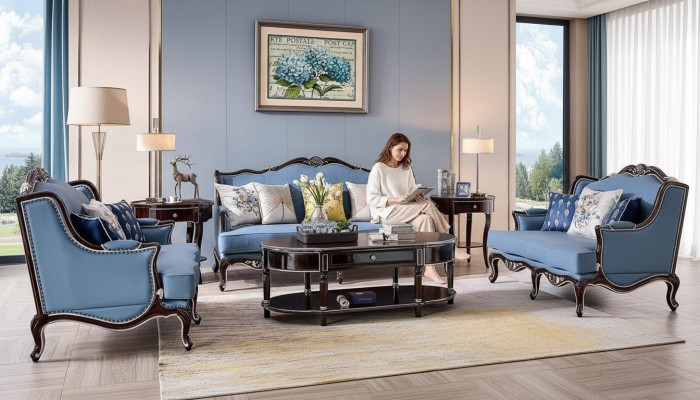 Classic Chesterfield Couch 3+2 Seater Sofa Couches Blue Sofas