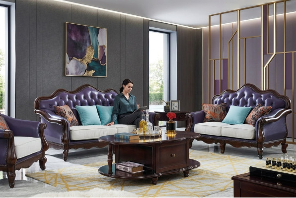 Leather sofa Chesterfield purple couch classic sofa suite couch set