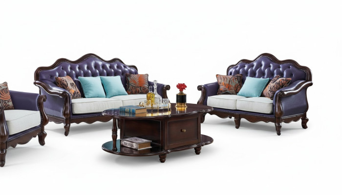Leather sofa Chesterfield purple couch classic sofa suite couch set