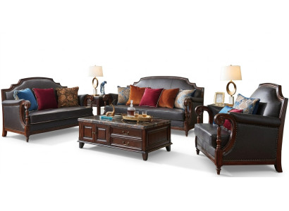 Luxury Furniture Sofa Set Couch Sofa 3 2 1 Seater Living Room Wood 3-piece.