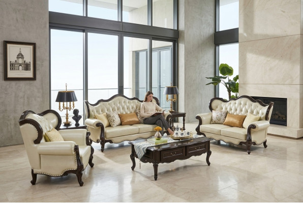 Group Sofa Set 3+3+1 Seater Luxury Sofa Armchair Sofas Leather Classic Set