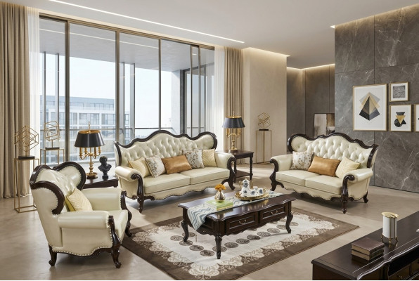 Group Sofa Set 3+3+1 Seater Luxury Sofa Armchair Sofas Leather Classic Set