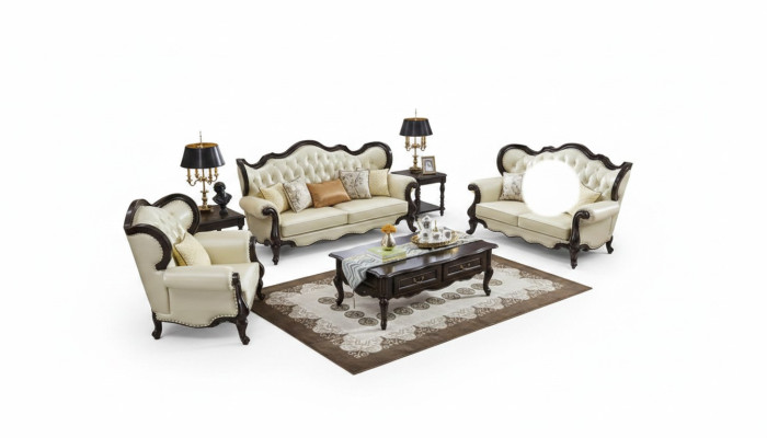 Group Sofa Set 3+3+1 Seater Luxury Sofa Armchair Sofas Leather Classic Set