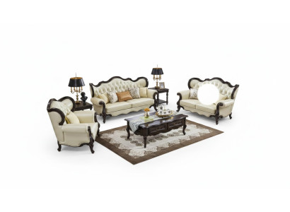 Group Sofa Set 3+3+1 Seater Luxury Sofa Armchair Sofas Leather Classic Set