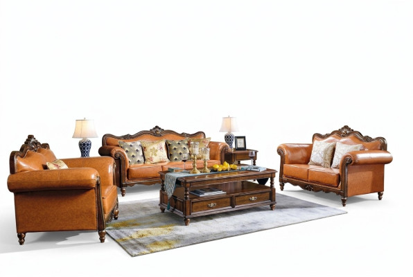 American upholstered leather sofa couch set 321 wood seaters