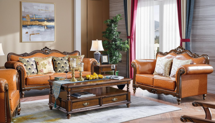 Living room set sofa set 3+2 seat couch upholstered sofa luxury furniture orange