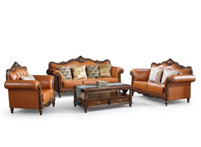 Living room set sofa set 3+2 seat couch upholstered sofa luxury furniture orange
