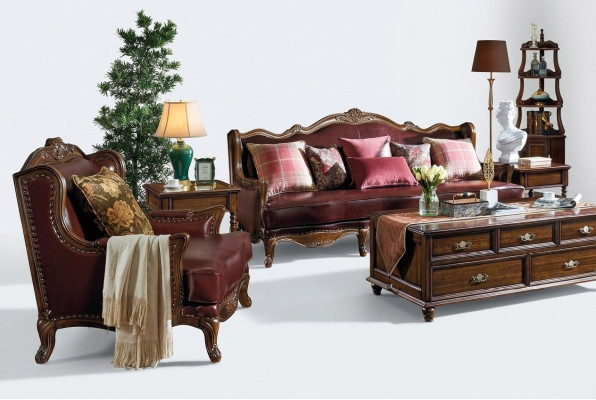 Classic Leather Suite Chesterfield Baroque Rococo Sofa Set 3+1