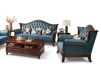 Chesterfield Classic Leather Suite Baroque Rococo Sofa Set 3+1