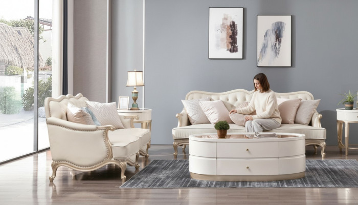 Classic Chesterfield Couch 3+2 Seater Sofa Couches Furniture Beige