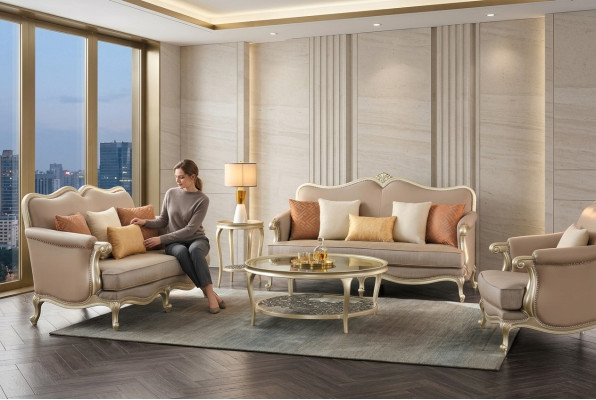Luxury coffee table round table hotel furniture furnishing tables gold