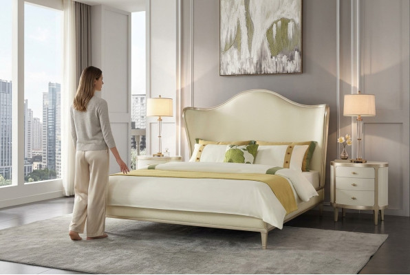 Modern bedroom set with double bed and nightstands
