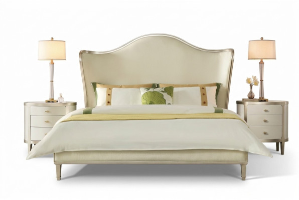 Modern bedroom set with double bed and nightstands