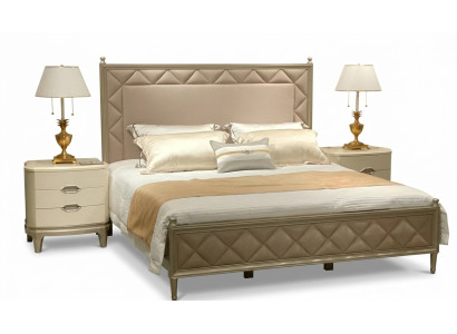 Bedroom bed upholstery design furniture luxury double beige beds leather