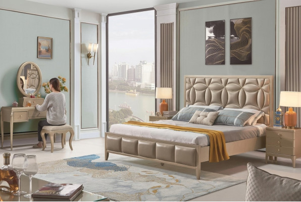 Upholstered Beige Double Beds Bed Beds Double Bed Bedroom