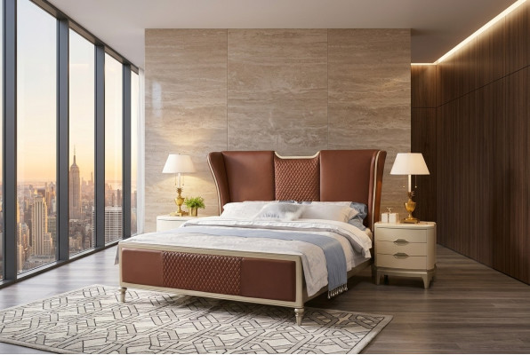 Luxury Bed Brown Beds Bed Frames Double Modern Double Bed Bedroom New