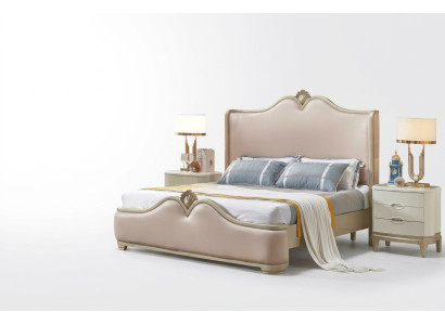 Baroque bedroom set with bed and bedside tables without sharp edges